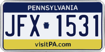 PA license plate JFX1531