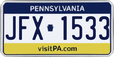 PA license plate JFX1533