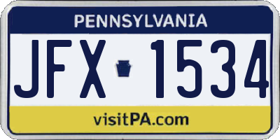 PA license plate JFX1534