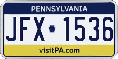 PA license plate JFX1536