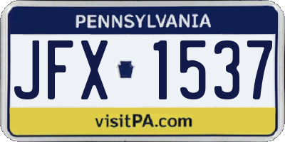 PA license plate JFX1537