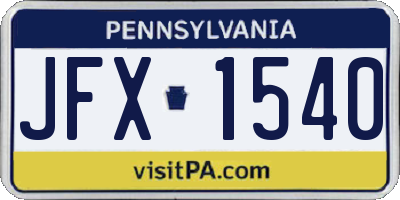 PA license plate JFX1540