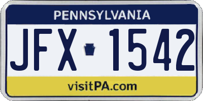 PA license plate JFX1542