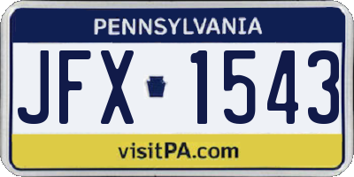 PA license plate JFX1543