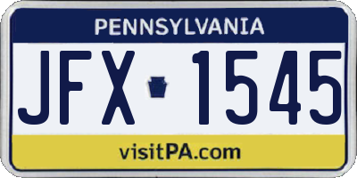 PA license plate JFX1545