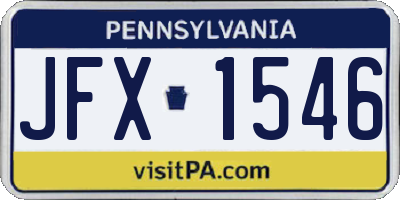 PA license plate JFX1546