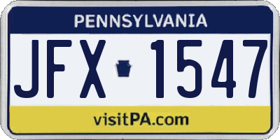 PA license plate JFX1547