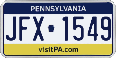 PA license plate JFX1549