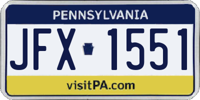 PA license plate JFX1551