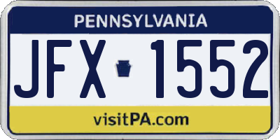 PA license plate JFX1552