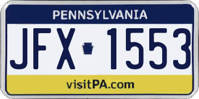 PA license plate JFX1553