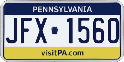 PA license plate JFX1560