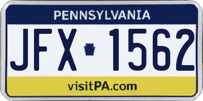PA license plate JFX1562