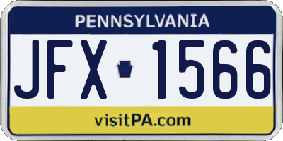 PA license plate JFX1566