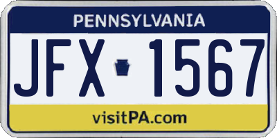 PA license plate JFX1567