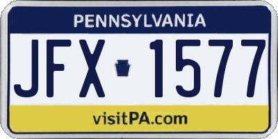 PA license plate JFX1577