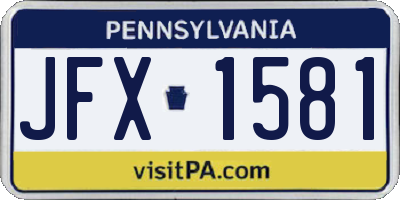 PA license plate JFX1581