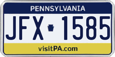 PA license plate JFX1585