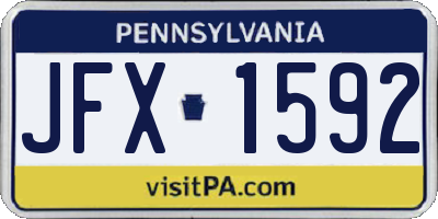 PA license plate JFX1592