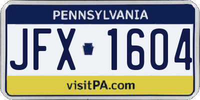 PA license plate JFX1604