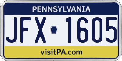 PA license plate JFX1605