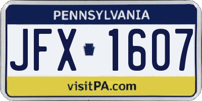 PA license plate JFX1607