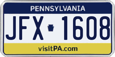 PA license plate JFX1608