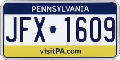 PA license plate JFX1609