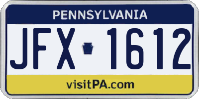 PA license plate JFX1612