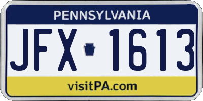 PA license plate JFX1613
