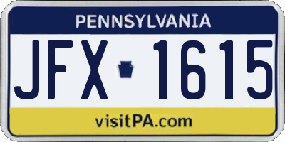 PA license plate JFX1615