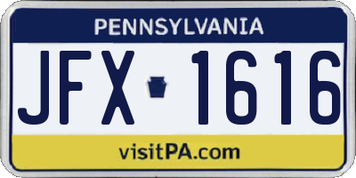 PA license plate JFX1616