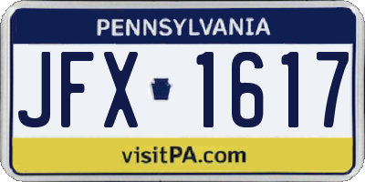 PA license plate JFX1617