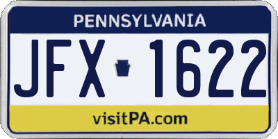 PA license plate JFX1622