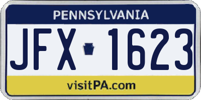 PA license plate JFX1623