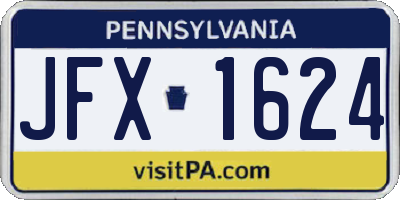 PA license plate JFX1624