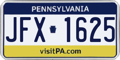 PA license plate JFX1625