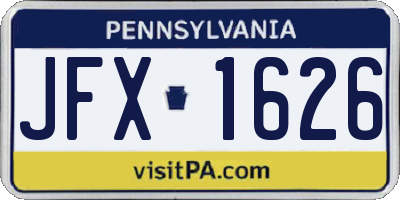 PA license plate JFX1626