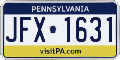 PA license plate JFX1631