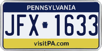 PA license plate JFX1633