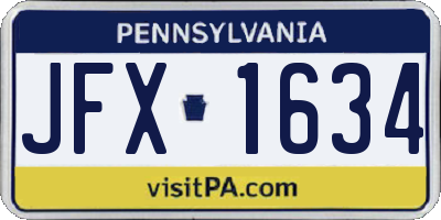 PA license plate JFX1634
