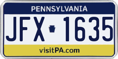 PA license plate JFX1635