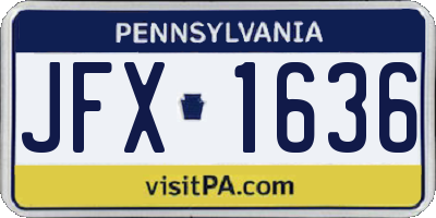 PA license plate JFX1636
