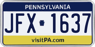 PA license plate JFX1637