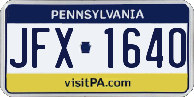 PA license plate JFX1640