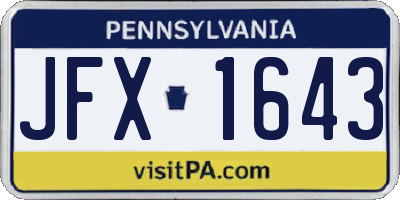 PA license plate JFX1643