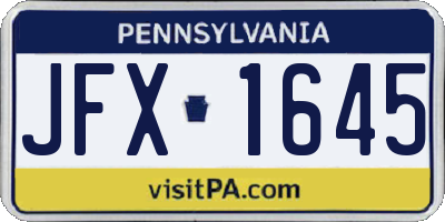PA license plate JFX1645