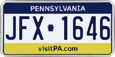 PA license plate JFX1646