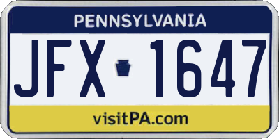 PA license plate JFX1647