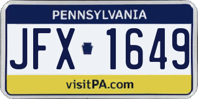 PA license plate JFX1649